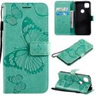 For Google Pixel 4A 3D Butterflies Embossing Pattern Horizontal Flip Leather Case with Holder & Card Slot & Wallet & Lanyard(Green) - 1