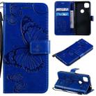 For Google Pixel 4A 3D Butterflies Embossing Pattern Horizontal Flip Leather Case with Holder & Card Slot & Wallet & Lanyard(Blue) - 1