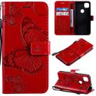 For Google Pixel 4A 3D Butterflies Embossing Pattern Horizontal Flip Leather Case with Holder & Card Slot & Wallet & Lanyard(Red) - 1