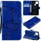 For Google Pixel 5 3D Butterflies Embossing Pattern Horizontal Flip Leather Case with Holder & Card Slot & Wallet & Lanyard(Blue) - 1