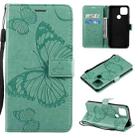 For Google Pixel 4A 5G 3D Butterflies Embossing Pattern Horizontal Flip Leather Case with Holder & Card Slot & Wallet & Lanyard(Green) - 1