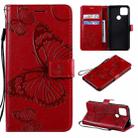 For Google Pixel 4A 5G 3D Butterflies Embossing Pattern Horizontal Flip Leather Case with Holder & Card Slot & Wallet & Lanyard(Red) - 1