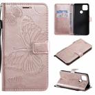 For Google Pixel 4A 5G 3D Butterflies Embossing Pattern Horizontal Flip Leather Case with Holder & Card Slot & Wallet & Lanyard(Rose Gold) - 1