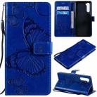 For OnePlus Nord 3D Butterflies Embossing Pattern Horizontal Flip Leather Case with Holder & Card Slot & Wallet & Lanyard(Blue) - 1