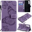 For OnePlus Nord 3D Butterflies Embossing Pattern Horizontal Flip Leather Case with Holder & Card Slot & Wallet & Lanyard(Purple) - 1