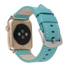 Calfskin Genuine Leather Watch Band For Apple Watch Series 7 45mm / 6 & SE & 5 & 4 44mm / 3 & 2 & 1 42mm(Blue) - 1