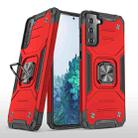 For Samsung Galaxy S21+ 5G Magnetic Armor Shockproof TPU + PC Case with Metal Ring Holder(Red) - 1