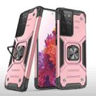 For Samsung Galaxy S21 Ultra 5G Magnetic Armor Shockproof TPU + PC Case with Metal Ring Holder(Rose Gold) - 1
