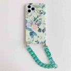 Laser Flower Pattern TPU Protective Case with Chain Strap For iPhone 11 Pro(Green) - 2