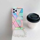 For iPhone 11 Splicing Marble Pattern TPU Protective Case with Chain Strap (Colorful Lattice) - 1