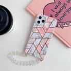 For iPhone 11 Splicing Marble Pattern TPU Protective Case with Chain Strap (Pink Irregular) - 1