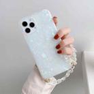 For iPhone 12 mini Shell Texture TPU Protective Case with Chain Strap (White) - 1