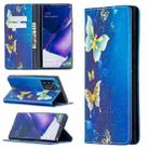 For Samsung Galaxy Note20 Ultra Colored Drawing Pattern Invisible Magnetic Horizontal Flip PU Leather Case with Holder & Card Slots & Wallet(Gold Butterflies) - 1
