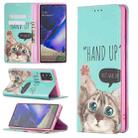 For Samsung Galaxy Note20 Colored Drawing Pattern Invisible Magnetic Horizontal Flip PU Leather Case with Holder & Card Slots & Wallet(Cat) - 1