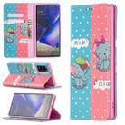 For Samsung Galaxy Note20 Colored Drawing Pattern Invisible Magnetic Horizontal Flip PU Leather Case with Holder & Card Slots & Wallet(Elephants) - 1