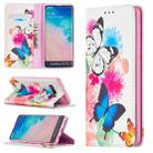 For Samsung Galaxy S10 Colored Drawing Pattern Invisible Magnetic Horizontal Flip PU Leather Case with Holder & Card Slots & Wallet(Two Butterflies) - 1
