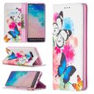 For Samsung Galaxy S10 Plus Colored Drawing Pattern Invisible Magnetic Horizontal Flip PU Leather Case with Holder & Card Slots & Wallet(Two Butterflies) - 1