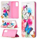 For Samsung Galaxy S20 FE Colored Drawing Pattern Invisible Magnetic Horizontal Flip PU Leather Case with Holder & Card Slots & Wallet(Two Butterflies) - 1