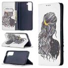For Samsung Galaxy S21 Colored Drawing Pattern Invisible Magnetic Flip Leather Case (Girl) - 1