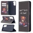For Samsung Galaxy S21 Colored Drawing Pattern Invisible Magnetic Flip Leather Case (Bear) - 1