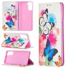 For Samsung Galaxy S21+ 5G Colored Drawing Pattern Invisible Magnetic Horizontal Flip PU Leather Case with Holder & Card Slots & Wallet(Two Butterflies) - 1