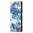 For Samsung Galaxy S21+ 5G Colored Drawing Pattern Invisible Magnetic Horizontal Flip PU Leather Case with Holder & Card Slots & Wallet(Blue Leaves) - 2