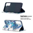 For Samsung Galaxy S21+ 5G Colored Drawing Pattern Invisible Magnetic Horizontal Flip PU Leather Case with Holder & Card Slots & Wallet(Blue Leaves) - 5
