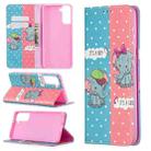 For Samsung Galaxy S21+ 5G Colored Drawing Pattern Invisible Magnetic Horizontal Flip PU Leather Case with Holder & Card Slots & Wallet(Elephants) - 1