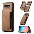 For Samsung Galaxy S10 CaseMe C20 Multifunctional PC + TPU Protective Case with Holder & Card Slot & Wallet(Brown) - 1