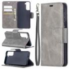 For Samsung Galaxy S21 5G Lambskin Texture Pure Color Horizontal Flip PU Leather Case with Holder & Card Slots & Wallet & Lanyard(Grey) - 1