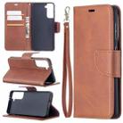 For Samsung Galaxy S21 5G Lambskin Texture Pure Color Horizontal Flip PU Leather Case with Holder & Card Slots & Wallet & Lanyard(Brown) - 1