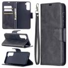 For Samsung Galaxy S21+ 5G Lambskin Texture Pure Color Horizontal Flip PU Leather Case with Holder & Card Slots & Wallet & Lanyard(Black) - 1