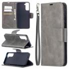 For Samsung Galaxy S21+ 5G Lambskin Texture Pure Color Horizontal Flip PU Leather Case with Holder & Card Slots & Wallet & Lanyard(Grey) - 1