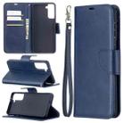 For Samsung Galaxy S21+ 5G Lambskin Texture Pure Color Horizontal Flip PU Leather Case with Holder & Card Slots & Wallet & Lanyard(Blue) - 1