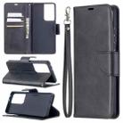 For Samsung Galaxy S21 Ultra 5G Lambskin Texture Pure Color Horizontal Flip PU Leather Case with Holder & Card Slots & Wallet & Lanyard(Black) - 1