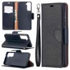 For Samsung Galaxy S21 5G Litchi Texture Pure Color Horizontal Flip Leather Case with Holder & Card Slots & Wallet & Lanyard(Black) - 1