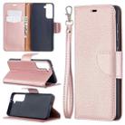 For Samsung Galaxy S21 5G Litchi Texture Pure Color Horizontal Flip Leather Case with Holder & Card Slots & Wallet & Lanyard(Rose Gold) - 1