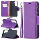 For Samsung Galaxy S21 5G Litchi Texture Pure Color Horizontal Flip Leather Case with Holder & Card Slots & Wallet & Lanyard(Purple) - 1