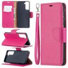 For Samsung Galaxy S21 5G Litchi Texture Pure Color Horizontal Flip Leather Case with Holder & Card Slots & Wallet & Lanyard(Rose Red) - 1