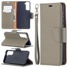 For Samsung Galaxy S21 5G Litchi Texture Pure Color Horizontal Flip Leather Case with Holder & Card Slots & Wallet & Lanyard(Grey) - 1