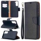 For Samsung Galaxy S21+ 5G Litchi Texture Pure Color Horizontal Flip Leather Case with Holder & Card Slots & Wallet & Lanyard(Black) - 1