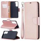 For Samsung Galaxy S21+ 5G Litchi Texture Pure Color Horizontal Flip Leather Case with Holder & Card Slots & Wallet & Lanyard(Rose Gold) - 1