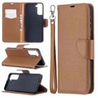 For Samsung Galaxy S21+ 5G Litchi Texture Pure Color Horizontal Flip Leather Case with Holder & Card Slots & Wallet & Lanyard(Brown) - 1