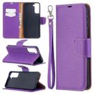 For Samsung Galaxy S21+ 5G Litchi Texture Pure Color Horizontal Flip Leather Case with Holder & Card Slots & Wallet & Lanyard(Purple) - 1