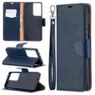 For Samsung Galaxy S21 Ultra 5G Litchi Texture Pure Color Horizontal Flip Leather Case with Holder & Card Slots & Wallet & Lanyard(Dark Blue) - 1