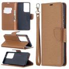 For Samsung Galaxy S21 Ultra 5G Litchi Texture Pure Color Horizontal Flip Leather Case with Holder & Card Slots & Wallet & Lanyard(Brown) - 1