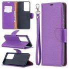 For Samsung Galaxy S21 Ultra 5G Litchi Texture Pure Color Horizontal Flip Leather Case with Holder & Card Slots & Wallet & Lanyard(Purple) - 1