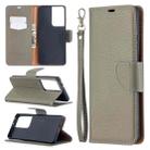 For Samsung Galaxy S21 Ultra 5G Litchi Texture Pure Color Horizontal Flip Leather Case with Holder & Card Slots & Wallet & Lanyard(Grey) - 1