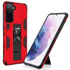 For Samsung Galaxy S21+ 5G Soldier Armor Shockproof TPU + PC Magnetic Protective Case with Holder(Red) - 1