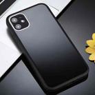 For iPhone 12 mini Solid Color Glass + Silicone Protective Case (Black) - 1